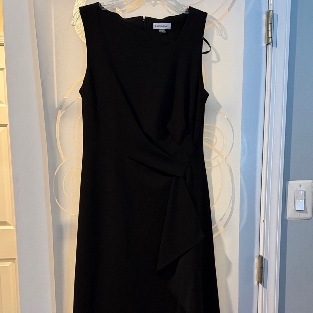 Calvin Klein Black Asymmetrical Midi Dress - 6